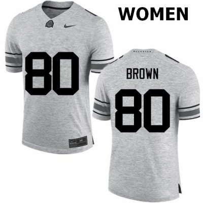 Women's Ohio State Buckeyes #80 Noah Brown Gray Nike NCAA College Football Jersey New Release JXB8544UJ